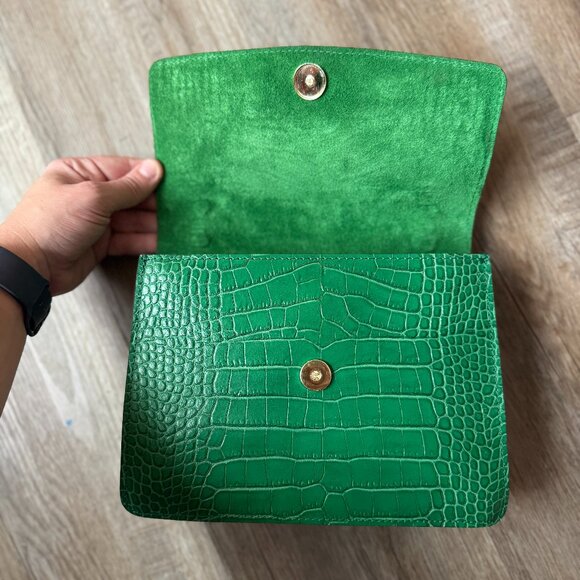 House of Harlow 1960 Croc-embossed Leather Crossbody Green - Picture 4 of 6